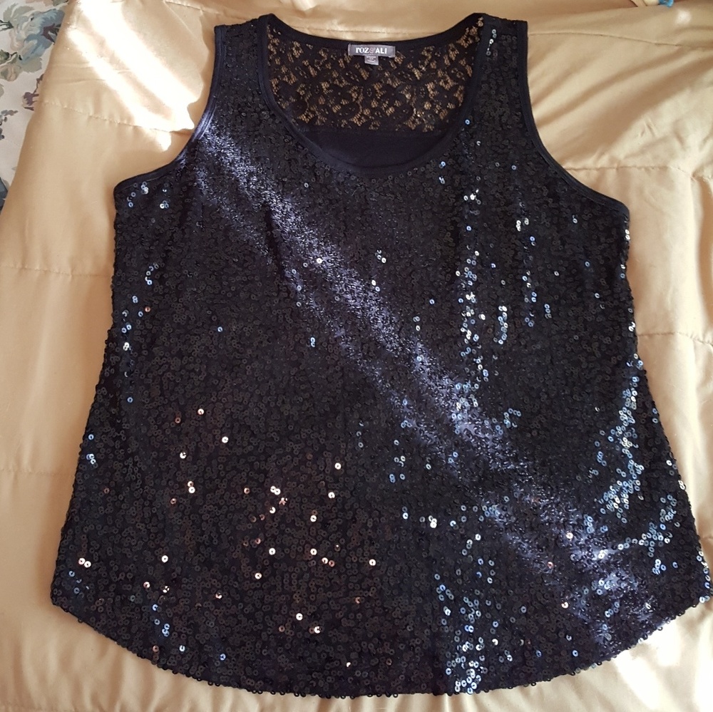Roz & Ali Black Sequin Shirt